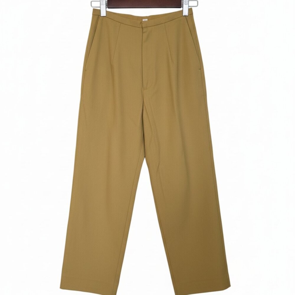 Toteme Mustard Yellow Cotton Twill High Waisted Wide Leg Pants XS